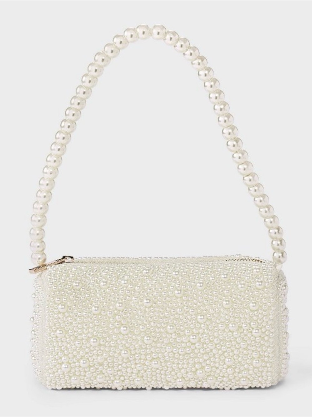 Target Pearl Beaded Shoulder Bag in Ivory White